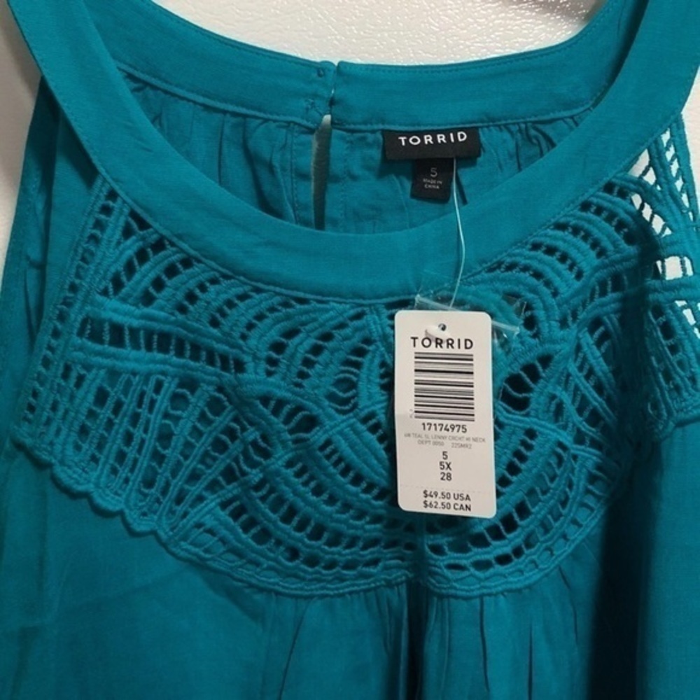 Teal Crochet Halter Tank Top - Picture 9 of 11